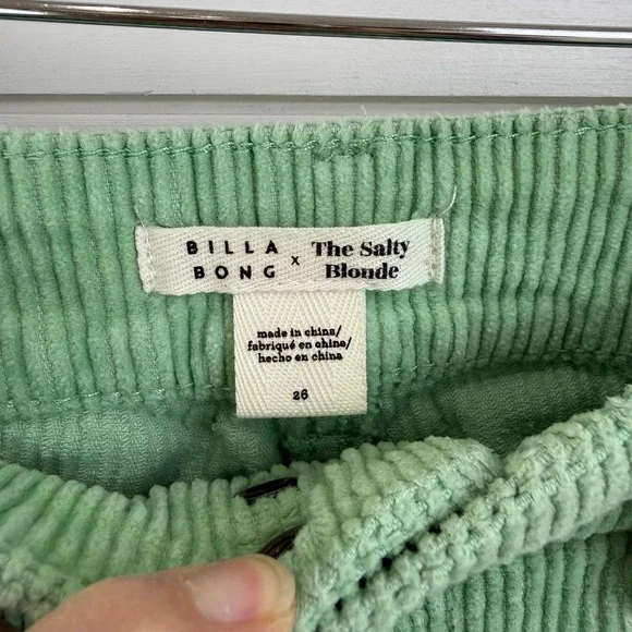 Billabong x The Salty Blonde CHILL OUT Corduroy WASHED GRASS PANTS WOMEN 26 - Picture 5 of 14